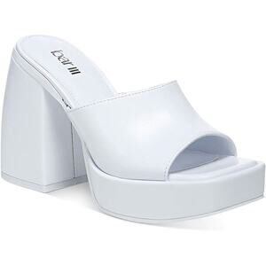 Bar III Women Nessa Tall Chunky Platform Slide Sandal Size US 5M White Smooth